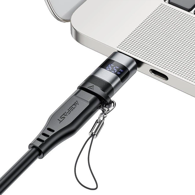 Адаптер Acefast J9 USB-C to USB-C 100W display Metal Gray - Фото 3 Адаптер Acefast J9 USB-C to USB-C 100W display Metal Gray - изображение 3