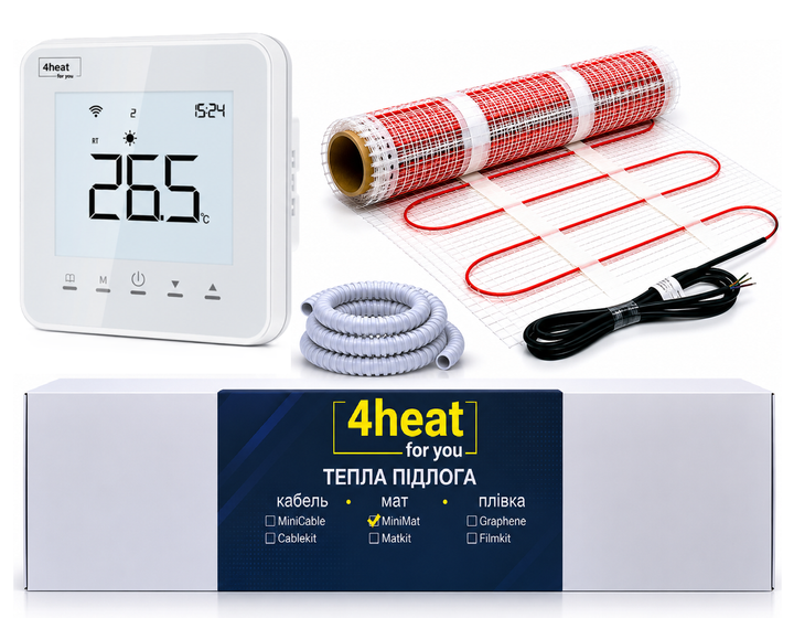 Теплый пол 4HEAT с WiFi управлением MatKit WSW-6,0 м2 | Нагревательный мат под плитку + Smart регулятор - Фото 7 Теплый пол 4HEAT с WiFi управлением MatKit WSW-6,0 м2 | Нагревательный мат под плитку + Smart регулятор - изображение 7