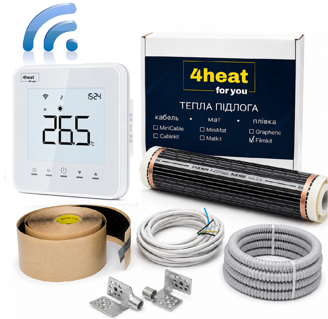Плівкова WiFi тепла підлога 4HEAT FilmKit WSW-1,0 м2 | Інфрачервона плівка + Smart регулятор - Фото 1 Плівкова WiFi тепла підлога 4HEAT FilmKit WSW-1,0 м2 | Інфрачервона плівка + Smart регулятор - зображення 1
