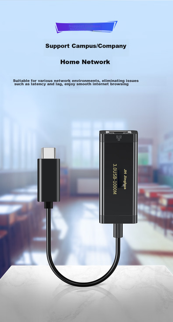 Сетевой адаптер Jinghua N324 / USB Type-C / Gigabit Ethernet / Black - изображение 6