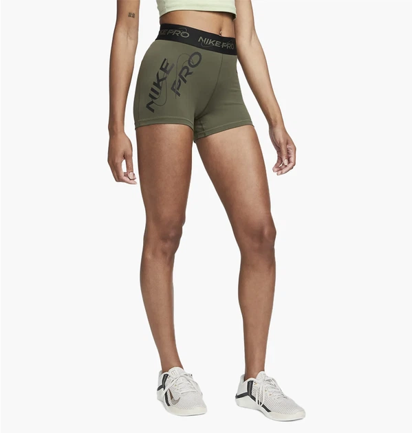 Шорти жіночі Nike Pro Mid-Rise Graphic S Зелений FB5448-325 - Фото 1 Шорти жіночі Nike Pro Mid-Rise Graphic S Зелений FB5448-325 - зображення 1