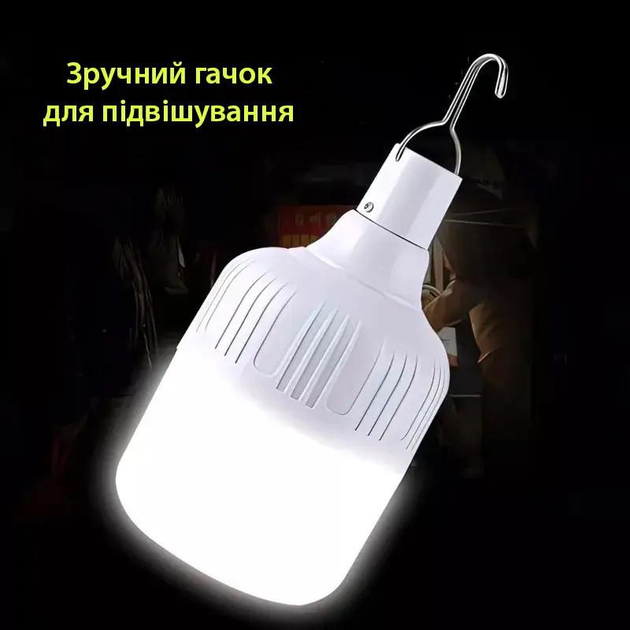 Портативная Лампа на аккумуляторе 80W, кемпинговый подвесной светильник на крючке, Автономный USB фонарик, 3 режима работы, ночник - Фото 5 Портативная Лампа на аккумуляторе 80W, кемпинговый подвесной светильник на крючке, Автономный USB фонарик, 3 режима работы, ночник - изображение 5