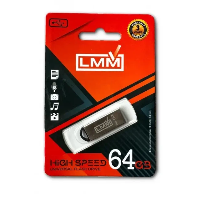 Флешка USB 64GB LMM Fit металлический корпус usb 2.0 влагозащищенный корпус скорость до 480 Мбіт/с - изображение 3