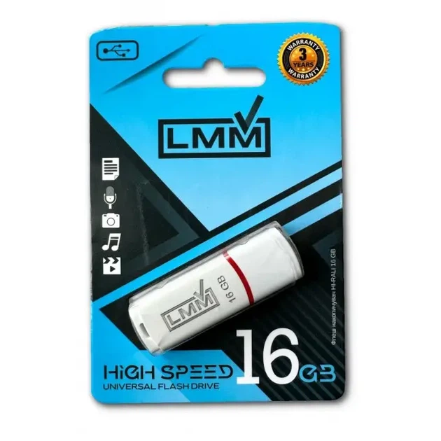 Флешка USB 16GB LMM Classic белая usb 2.0 влагозащищенный корпус скорость до 480 Мбіт/с - изображение 3