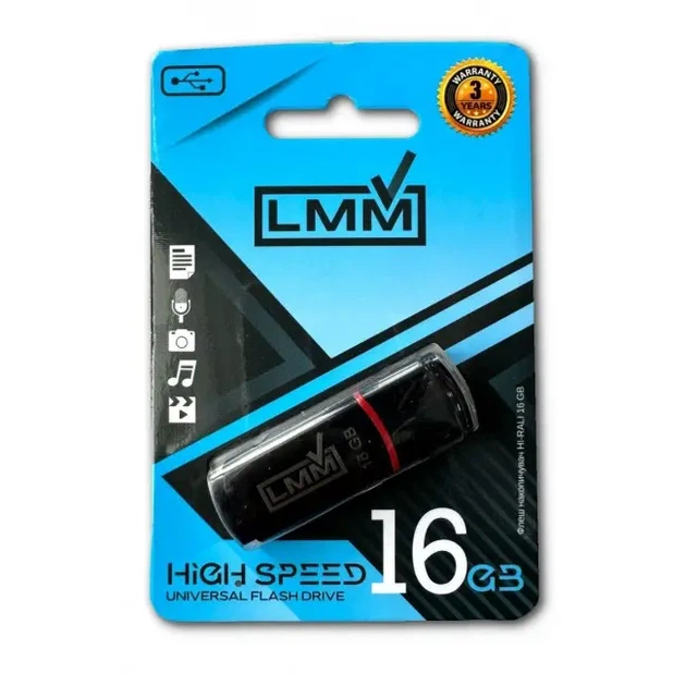 Флешка USB 16GB LMM Classic черная USB 2.0 влагозащищенный корпус скорость до 480 Мбіт/с - Фото 3 Флешка USB 16GB LMM Classic черная USB 2.0 влагозащищенный корпус скорость до 480 Мбіт/с - изображение 3