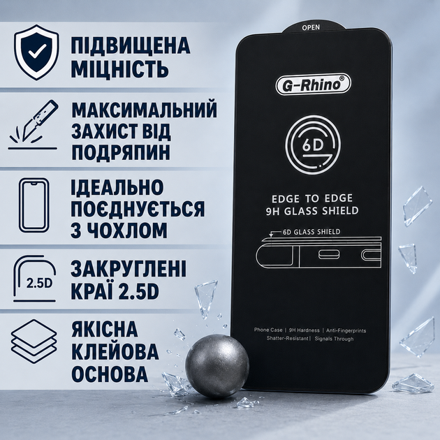 Захисне скло G-Rhino Glass для Apple iPhone 15 Pro Transparent - зображення 3