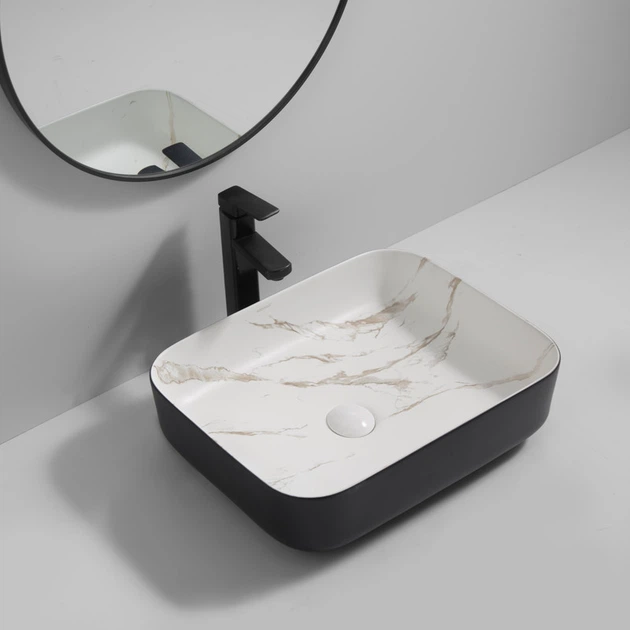 Раковина накладна MIXXUS PREMIUM DIVERSE-0110 MARBLE-BLACK 500х390х130mm (MP6517) - изображение 5