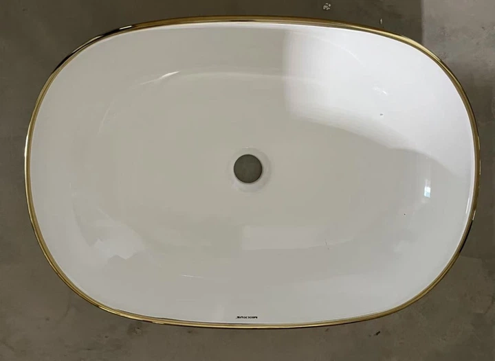 Раковина накладна MIXXUS PREMIUM ELLIPSE-0105 EDGE GOLD 600х400х150mm (MP6564) - изображение 7