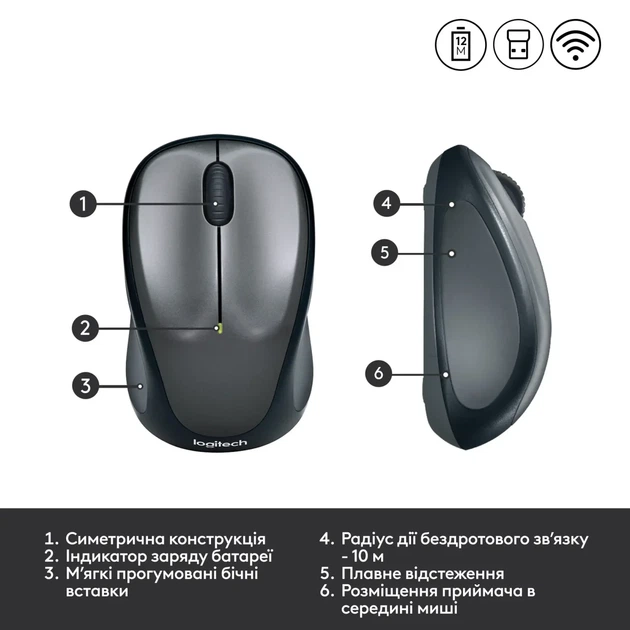 Мишка Logitech M235 Wireless Black (910-002201) - Фото 6 Мишка Logitech M235 Wireless Black (910-002201) - изображение 6