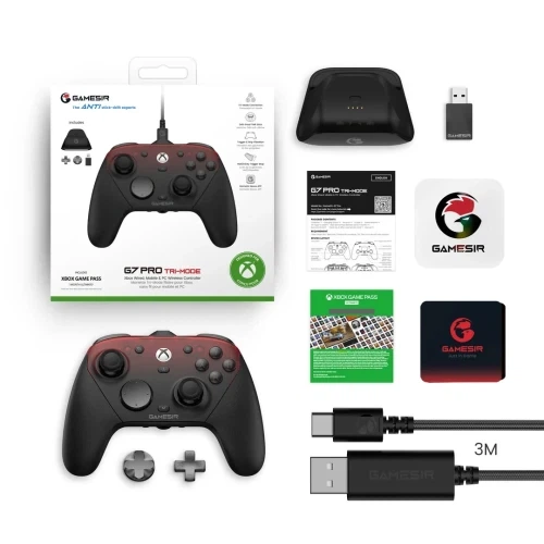 Геймпад GameSir G7 Pro, Shadow Ember, бездротовий (Bluetooth / USB 2.4GHz / Type-C), для ПК / XBOX Series X|S|One / Android / Steam, 16 кнопок / 2 аналогові стіки / D-Pad, вібрація, 3.5 мм, акумулятор 1200 mAh - зображення 5
