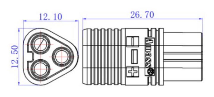 Разъём питания Amass MT60-F YEL силовой / 3 pin мама / жёлтый - изображение 2