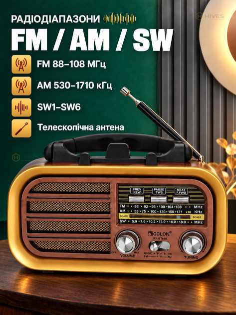 Аккумуляторный радиоприемник с Bluetooth, USB, microSD, FM/AM/SW, MP3, 3 Вт, на батарейках и от сети 220 В - изображение 3