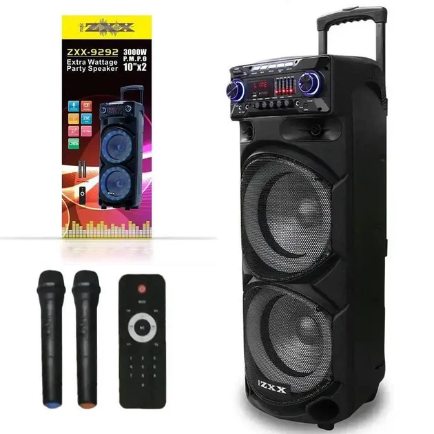 Акустична переносна колонка ZXX-9292 200 Вт 10" 72х43х34 см TWS/FM/USB/TF/SD/BT/REC/EQ/LED/2MIC/ДК - изображение 3