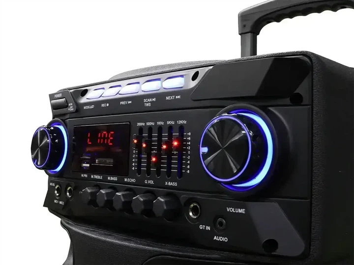 Акустична переносна колонка ZXX-9292 200 Вт 10" 72х43х34 см TWS/FM/USB/TF/SD/BT/REC/EQ/LED/2MIC/ДК - изображение 7