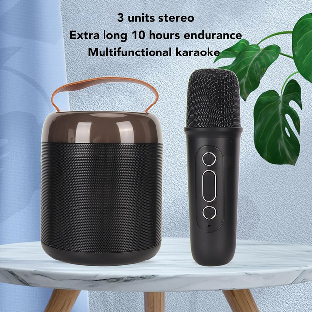 Караоке-машина Y2 Bluetooth 5.3 з 2 мікрофонами, портативна колонка з RGB-підсвічуванням, акумуляторна, чорна - зображення 6