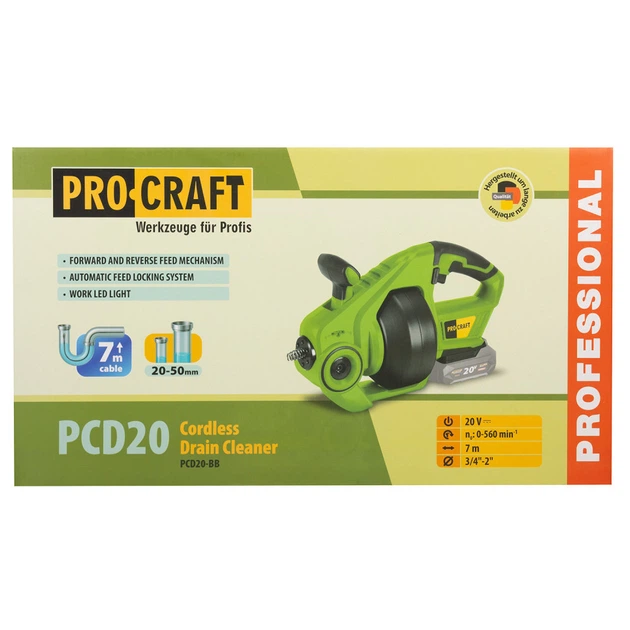 Аккумуляторная машина для прочистки труб Procraft PCD20 (Без акб и зп) - изображение 5