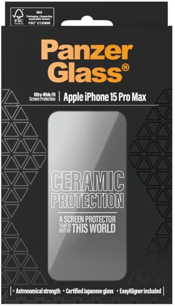 Szkło ochronne PanzerGlass Ceramic Protection Ultra-Wide Fit do Apple iPhone 15 Pro Max Black (5711724028403) - Zdjęcie 4 Szkło ochronne PanzerGlass Ceramic Protection Ultra-Wide Fit do Apple iPhone 15 Pro Max Black (5711724028403) - obraz 4