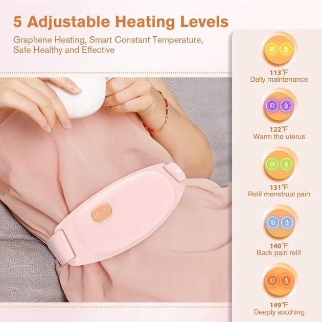 Акумуляторна грілка-пояс Burn Buddy Graphene Heating Pad з вібромасажем, 3 рівні нагріву, USB-C - зображення 5