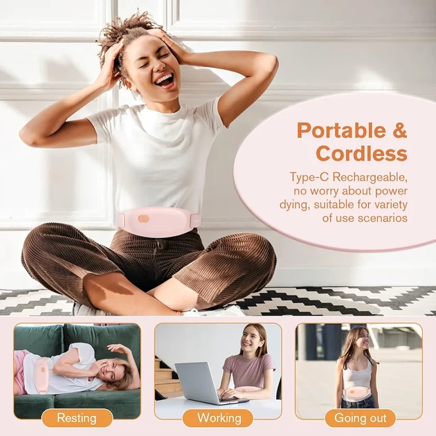 Акумуляторна грілка-пояс Burn Buddy Graphene Heating Pad з вібромасажем, 3 рівні нагріву, USB-C - зображення 6