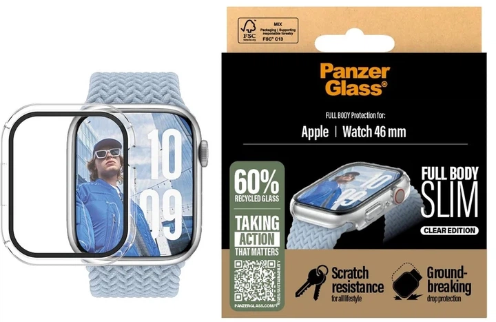 Etui PanzerGlass Full Body Slim do Apple Watch Series 11/10 46 mm Transparent (5715685003639) - Zdjęcie 3 Etui PanzerGlass Full Body Slim do Apple Watch Series 11/10 46 mm Transparent (5715685003639) - obraz 3