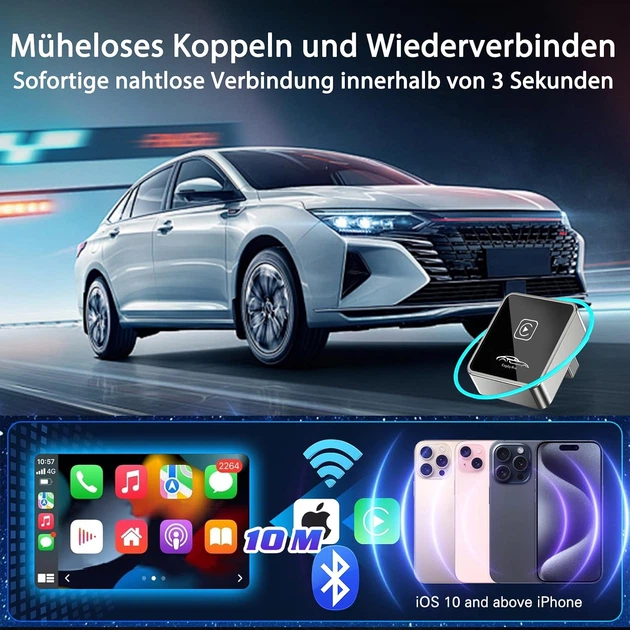 Мини-беспроводной адаптер JUSTSTONE для Apple CarPlay с автоматическим подключением и USB-A / USB Type-C - изображение 3