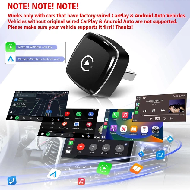 Беспроводной адаптер LEXXSON 2-в-1 для Apple CarPlay и Android Auto с Bluetooth 5.2 и двухдиапазонным Wi-Fi - изображение 6