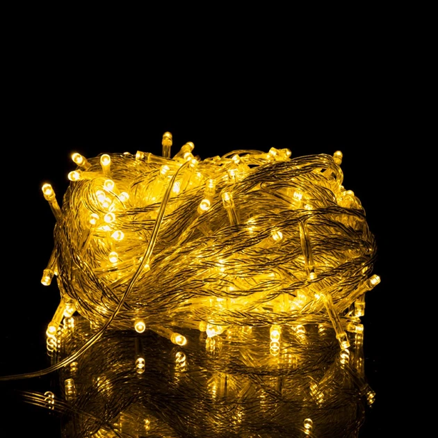 Новогодняя гирлянда комнатная нить 18 м 180 LED комнатная гирлянда белый провод Желтый свет W180LED18MWY - Фото 3 Новогодняя гирлянда комнатная нить 18 м 180 LED комнатная гирлянда белый провод Желтый свет W180LED18MWY - изображение 3