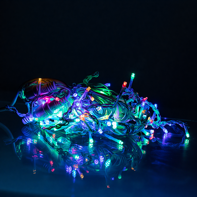 Новогодняя гирлянда уличная Бахрома 6 м 105 LED белый провод Мультиколор 6MWMLNEW - изображение 4