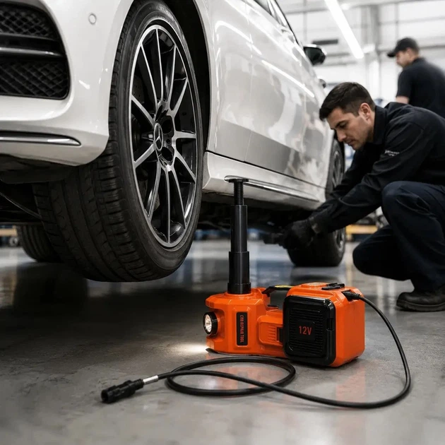 Автомобільний набір 3в1 електричний домкрат 3.5 т, компресор 150 PSI та LED-ліхтар 12V 180W ZSY01-X Помаранчевий - зображення 7