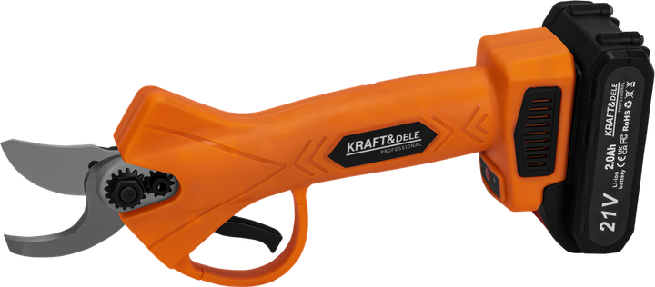 Садовый аккумуляторный секатор 21 В Kraft&Dele KD5091 с двумя батареями 21 В и быстрой зарядкой в чемодане - изображение 5