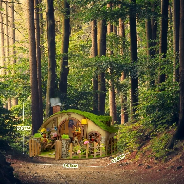 Румбокс Миниатюрный домик Хоббита DIY Властелин Колец – The Magic Ring House SQ-59, конструктор интерьера с подсветкой, 193 шт - изображение 3