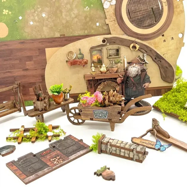 Румбокс Миниатюрный домик Хоббита DIY Властелин Колец – The Magic Ring House SQ-59, конструктор интерьера с подсветкой, 193 шт - изображение 9