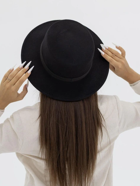 Шляпа шерстяная женская канотье D.Hats цвет черный - Фото 7 Шляпа шерстяная женская канотье D.Hats цвет черный - изображение 7