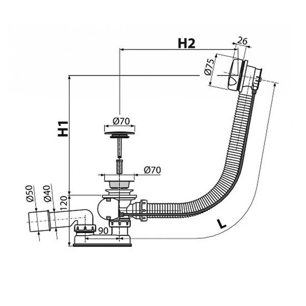 Сифон для ванни Alcaplast A51B - изображение 2