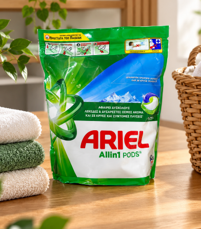 Капсули для прання Ariel Allin1 PODS для білої та кольорової білизни з ароматом свіжості гірського повітря, 38 шт - Фото 1 Капсули для прання Ariel Allin1 PODS для білої та кольорової білизни з ароматом свіжості гірського повітря, 38 шт - зображення 1