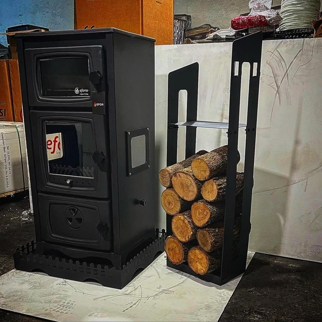 Камінна піч на дровах EFORISI PRO-2 20 13,3 кВт з духовкою та бічним склом, чавунна топка, чорна - Фото 7 Камінна піч на дровах EFORISI PRO-2 20 13,3 кВт з духовкою та бічним склом, чавунна топка, чорна - зображення 7