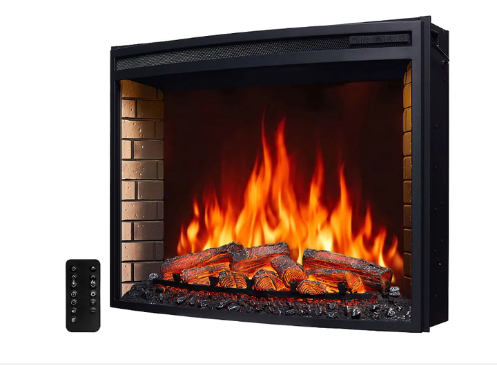 Электрокамин ArtiFlame AF33 - 86.6 см, выгнутое панорамное стекло, 3D-эффект пламени, LED-подсветка и обогрев - изображение 2