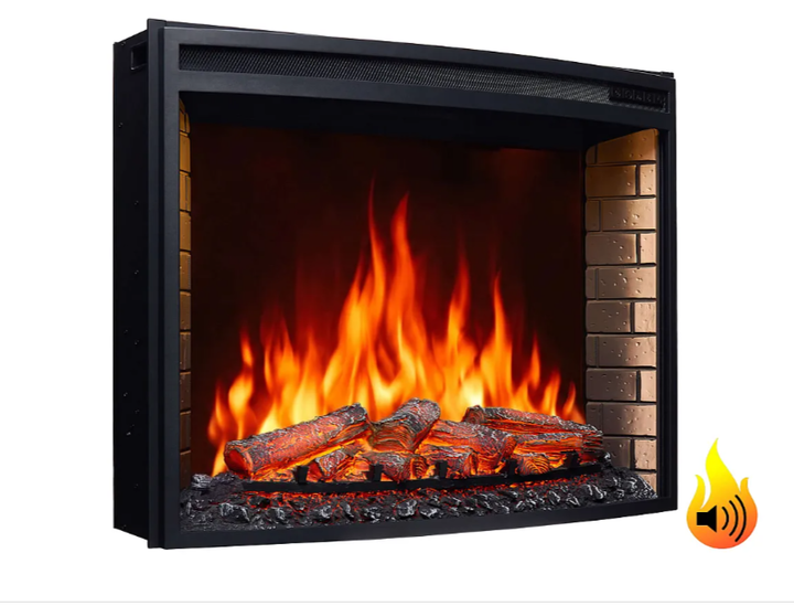 Электрокамин ArtiFlame AF33 - 86.6 см, выгнутое панорамное стекло, 3D-эффект пламени, LED-подсветка и обогрев - изображение 3