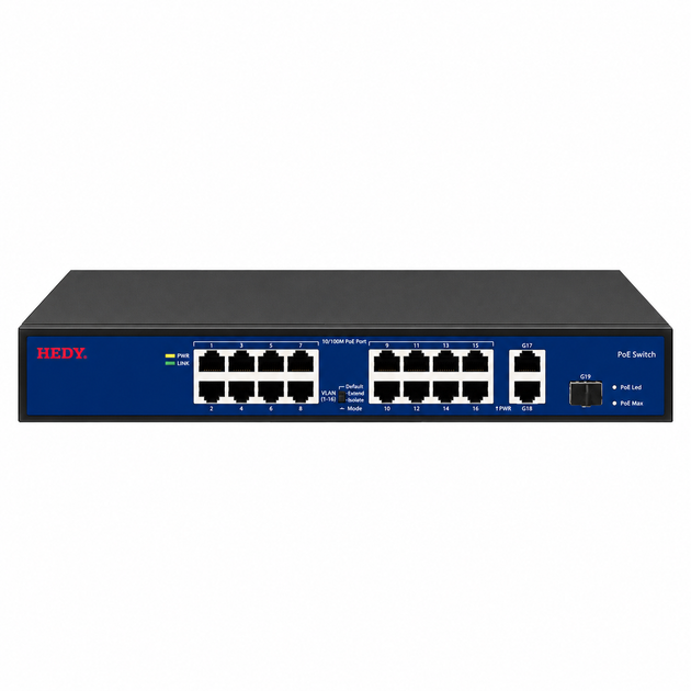 Коммутатор Hedy HN16H2G1S-200-V1 неуправляемый настольный 19 портовый PoE AC100-240В - изображение 2