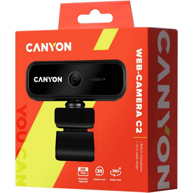 Веб-камера Canyon C2 720p HD Black (CNE-HWC2) (356901) - изображение 3