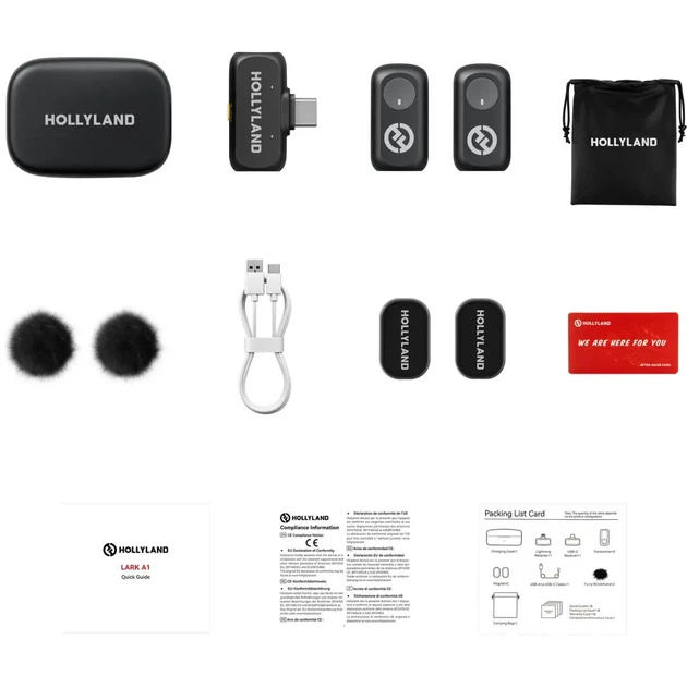 Двойной беспроводной петличный микрофон Hollyland Lark A1 Duo USB-C (2 TX+1 RX) с зарядным кейсом для смартфона и планшета - изображение 6