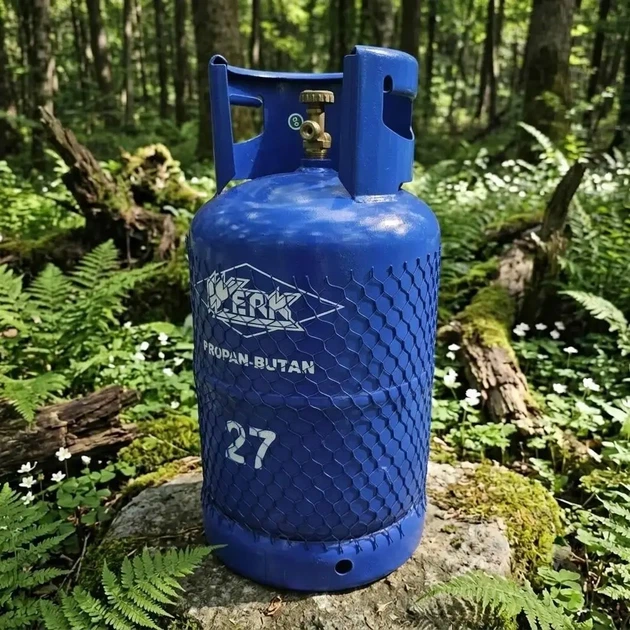 Газовый баллон WERK 27 л для пропан-бутана LPG металлический бытовой баллон до 11 кг газа рабочее давление 3 МПа с вентилем W21.8LH предохранительным клапаном для плиты обогревателя горелки гриля дачи - изображение 4