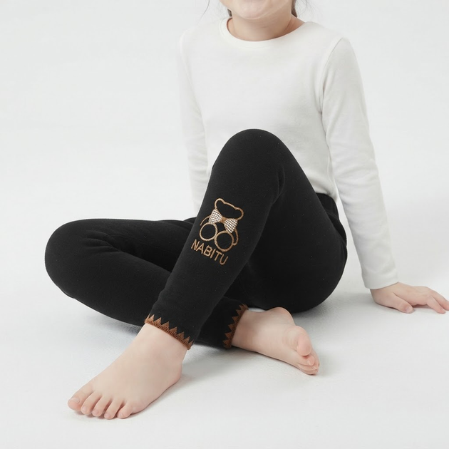 Детские теплые лосины для девочки на флисе, 110 см Черного цвета(NABITU kids leggings) - Фото 6 Детские теплые лосины для девочки на флисе, 110 см Черного цвета(NABITU kids leggings) - изображение 6