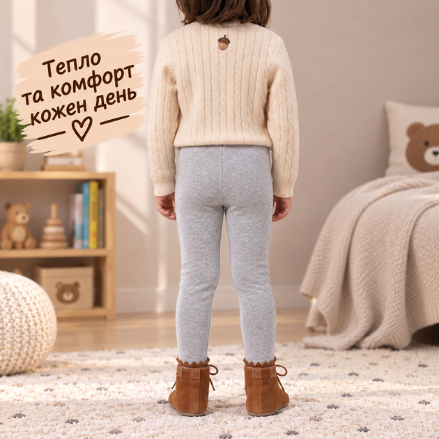 Детские теплые лосины для девочки на флисе, 130 см Серого цвета (NABITU kids leggings) - изображение 8