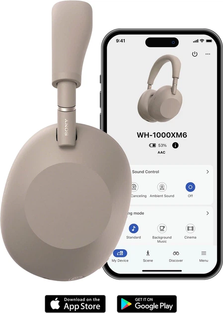 Наушники Sony WH-1000XM6 Sandstone (WH1000XM6T.E) - Фото 5 Наушники Sony WH-1000XM6 Sandstone (WH1000XM6T.E) - изображение 5