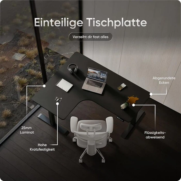 Компьютерный стол DESKSPACE, с электрической регулировкой высоты, 160 × 130 × 70 см - Фото 7 Компьютерный стол DESKSPACE, с электрической регулировкой высоты, 160 × 130 × 70 см - изображение 7