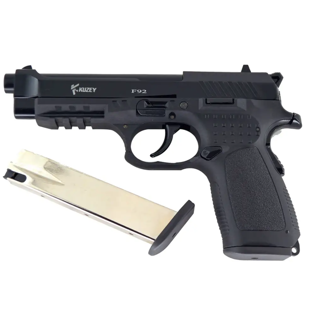 Стартовый пистолет Kuzey F92 black, с доп. магазином (Beretta 92) - изображение 2