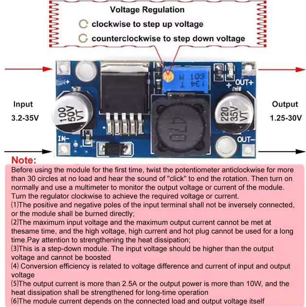 Понижуючий DC-DC перетворювач LM2596S HW-411A 3 А 1.25 30 В - изображение 5