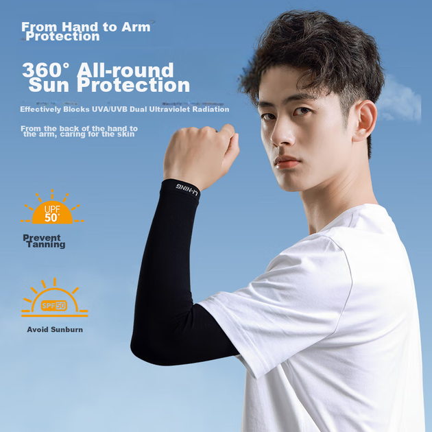 Нарукавники Li-Ning Ice Sleeves для мужчин [комплект из четырех штук], солнцезащитные нарукавники для женщин, нарукавники из ледяного шелка для велоспорта, летние нарукавники для защиты от УФ-излучения. - изображение 5