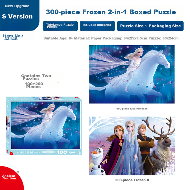 Пазл Disney «Холодное сердце» 2-в-1 для детей, 100+200 деталей, украшение для дома, подарок на день рождения. - изображение 7
